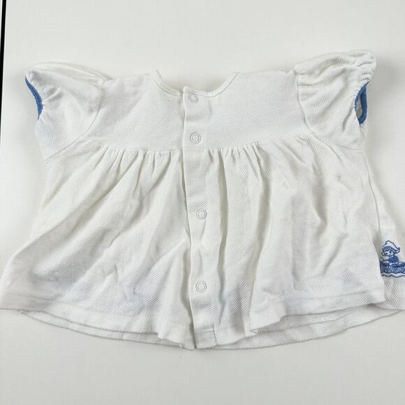 Carters Vintage Baby One Year Snap Shirt White Embroidered Girl Danish Clog Boat - Picture 5 of 7